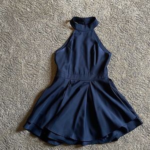 Lulus open back skater black dress, size medium, double layered.